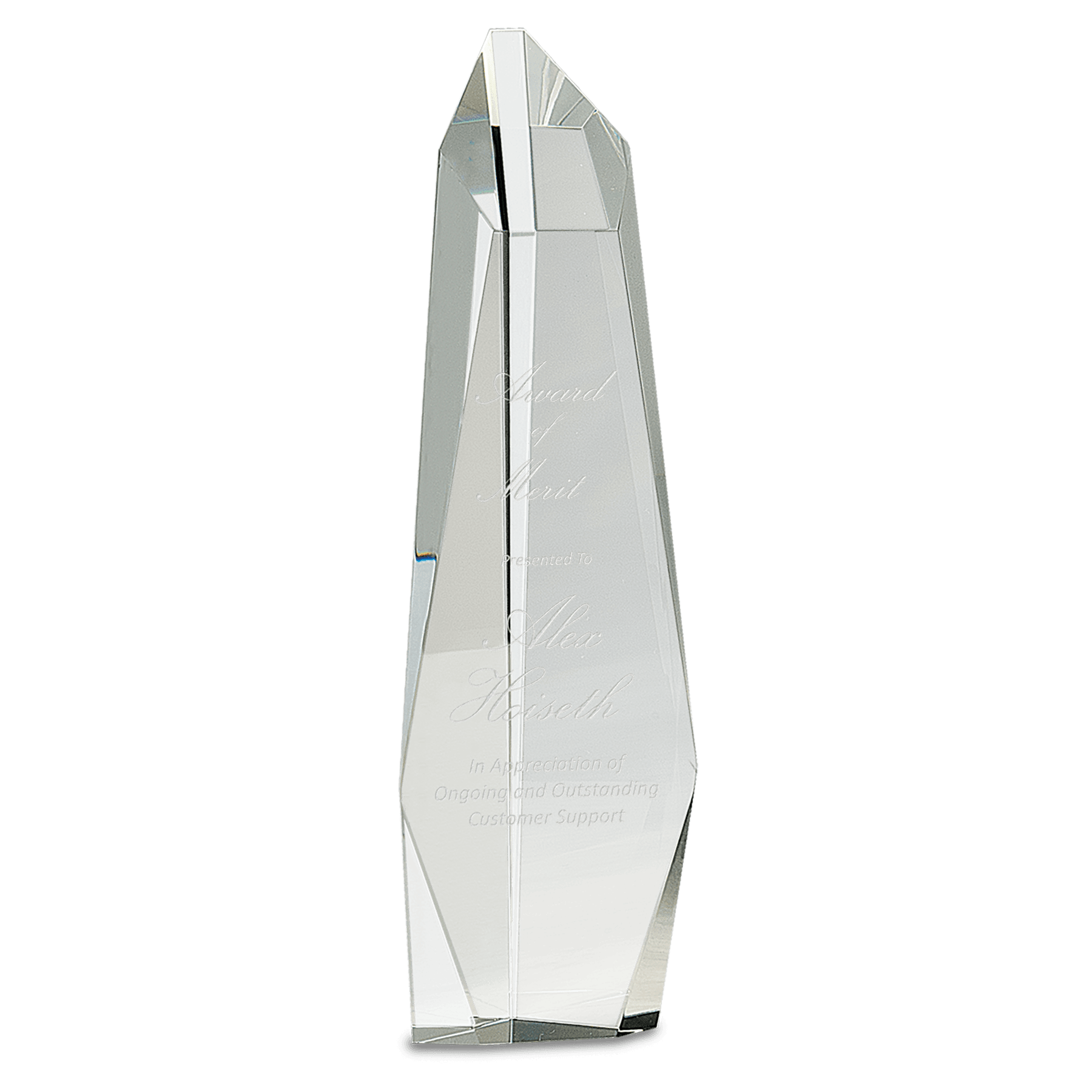 12" Clear Crystal Facet Slant-Top Tower