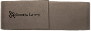 Gray 6 1/2" x 2" Laserable Leatherette Double Pen Case