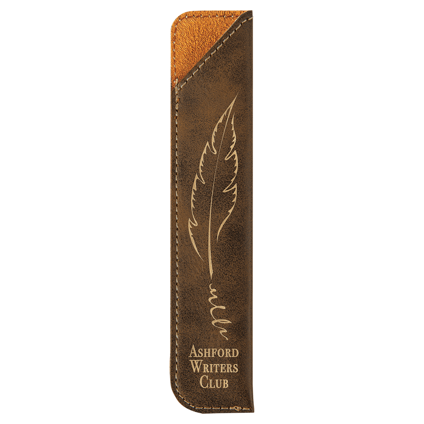 Rustic/Gold 6 1/4" Laserable Leatherette Pen Sleeve