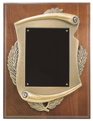 9" x 12" Genuine Plaque w/ Scroll Frame & plate