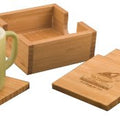 4" x 4" Bamboo Square 4-Coaster Set with Holder