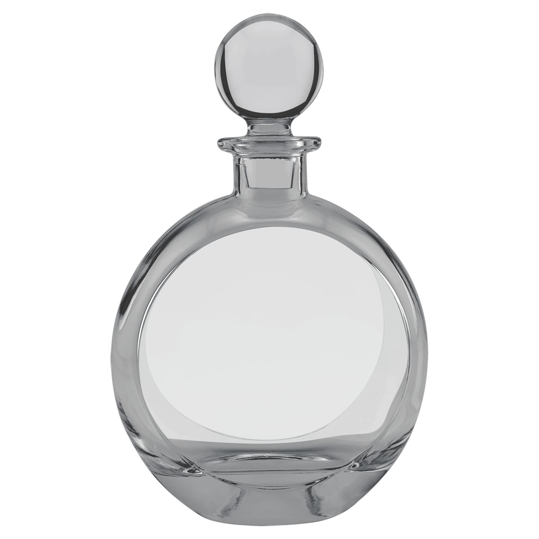 750mL Flat Round Glass Decanter with Black Gift Box and Printed Paper Sleve