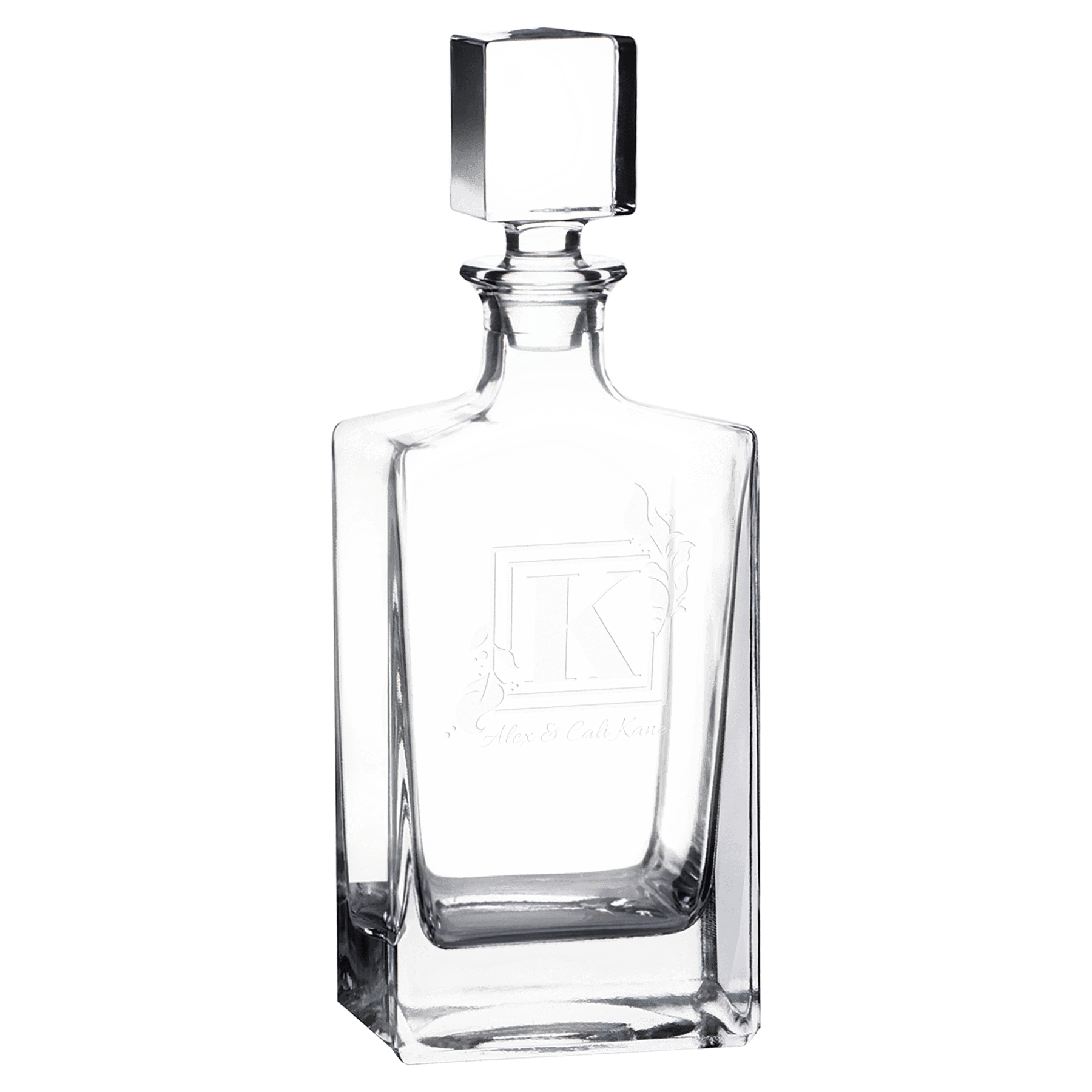 Polar Camel 810mL Rectangle Glass Decanter in Black Gift Box with Printed Paper Sleeve