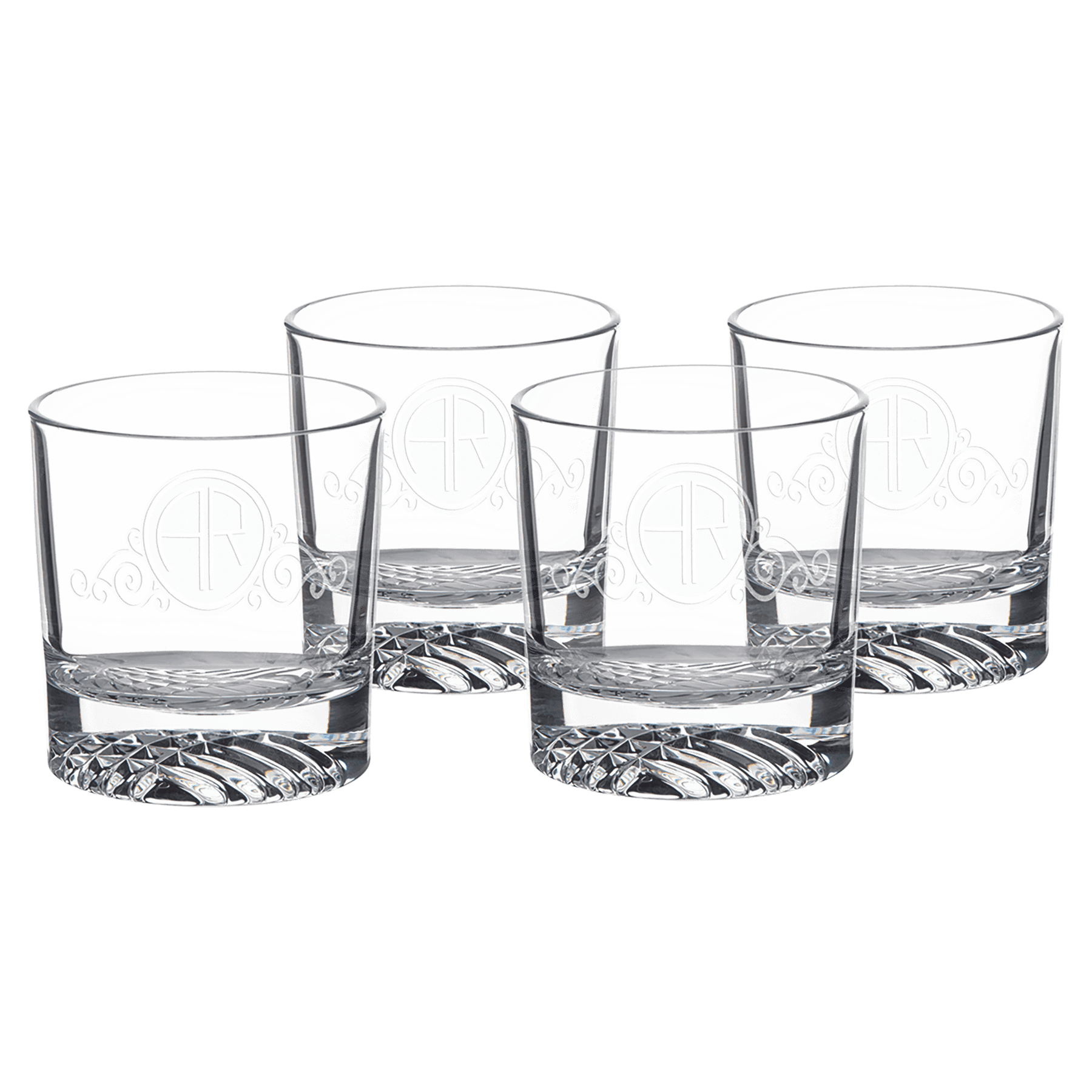 9 oz. Round Rocks Glass (Same Glass as the DCS401 Decanter Set) Sold in Sets of 4, 6 Sets Per Case (Comes in a Black Printed Gift Box)