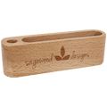 5 1/4" Beech Wood Business Card and Pen Holder
