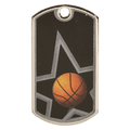 2" Black/Silver Basketball Laserable Star Dog Tag