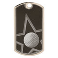 2" Black/Silver Golf Laserable Star Dog Tag