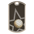 2" Black/Silver Volleyball Laserable Star Dog Tag