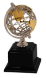 8 3/4" Globe with Black Piano Finish Base