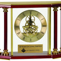 Gold 7 1/4" Executive 4-Pillar & Rosewood Piano Finish Clock