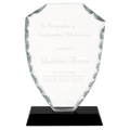 6 1/2" Shield Facet Glass on Black Base
