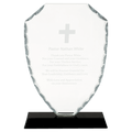 8 1/4" Shield Facet Glass on Black Base