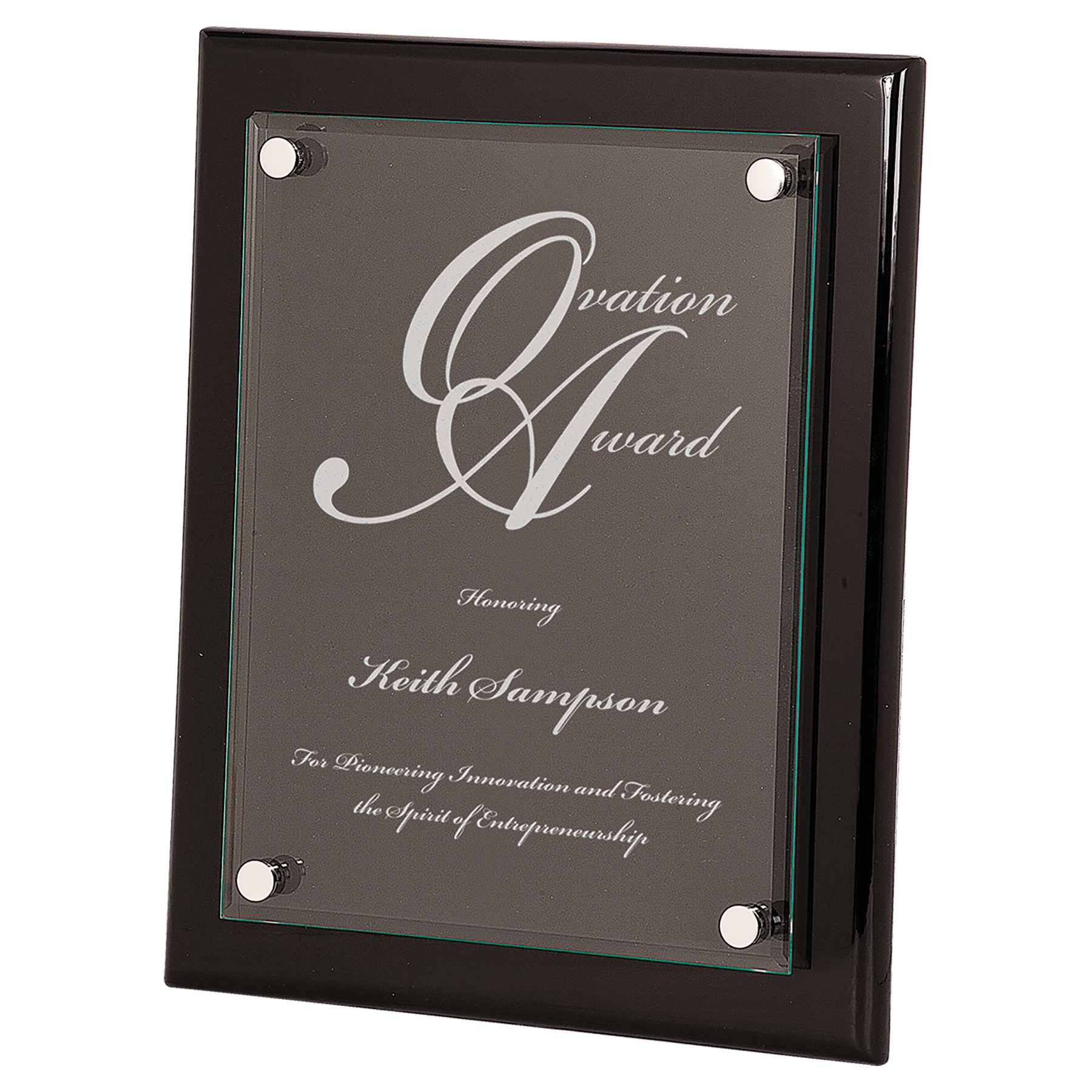 10 1/2" x 13" Piano Finish Floating Glass Plaque