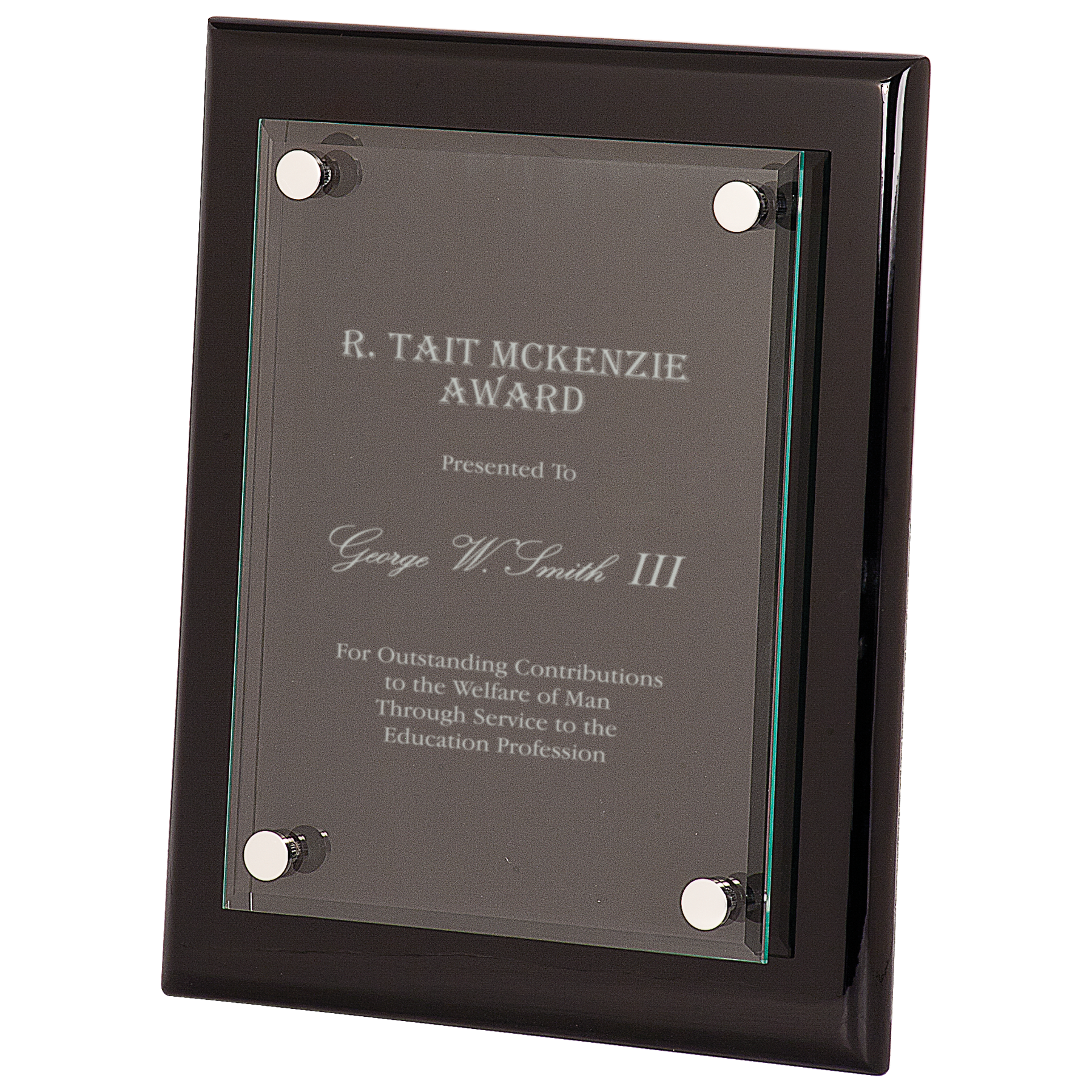 8" x 10" Piano Finish Floating Glass Plaque