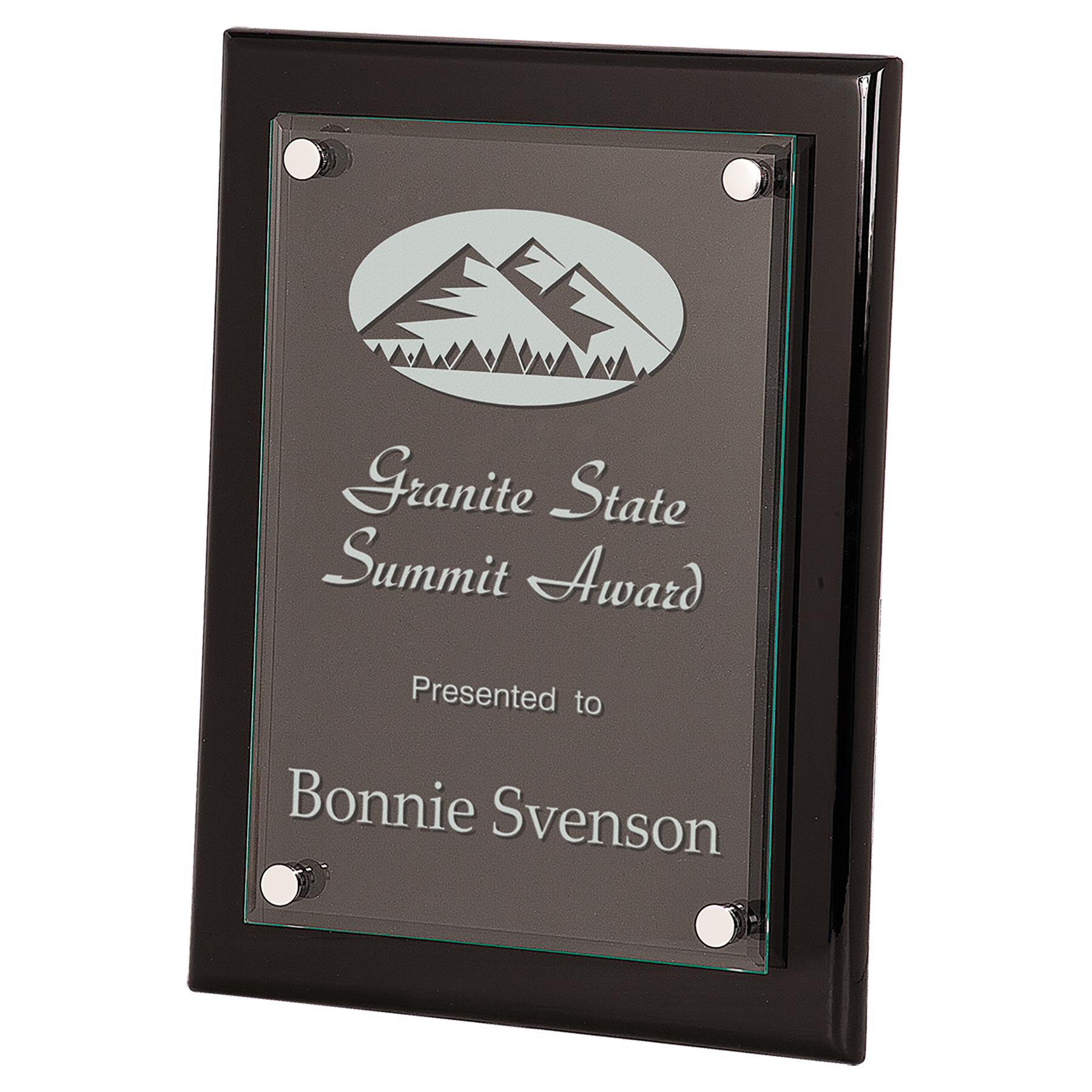 9" x 12" Piano Finish Floating Glass Plaque