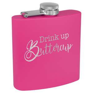 6 oz. Matte Powder Coated Laserable Stainless Steel Flask