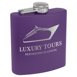 6 oz. Matte Powder Coated Laserable Stainless Steel Flask