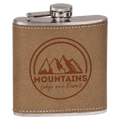 6 oz. Leather Laserable Stainless Steel Flask