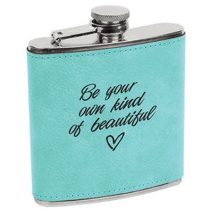 Teal 6 oz. Laserable Leatherette Stainless Steel Flask