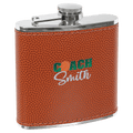 6 oz. Basketball Laserable Leatherette Stainless Steel Flask
