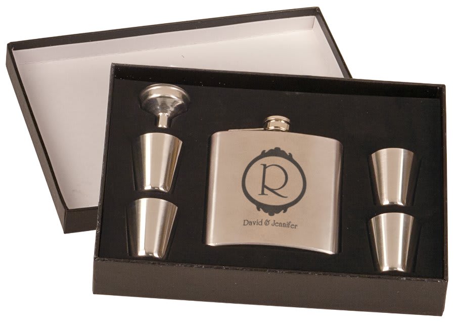 6 oz. Stainless Steel Flask Set in Presentation Box