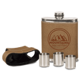 7 oz. Leather Flask with Lid & 3 Shot Glasses