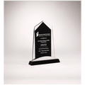 6 5/8" x 9 7/8" Apex Series Glass Award, Black Piano Finish Base with Silver Aluminum Accent