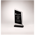 4 3/4" x 7 7/8" Zenith Series Glass Award, Black Piano Finish Base with Silver Aluminum Accent