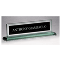 10" x 2 3/4" Glass Name Plate w/Black Silkscreened Engraving Area, Mirror Border