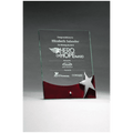 8" x 10" Freestanding Glass Award with High Gloss Rosewood Accent and Silver Star