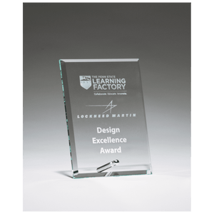 Clear Glass Award with Silver 4" x 6" Plated Easel Post