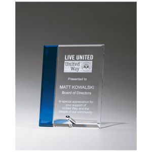 Clear Glass with Sapphire Blue Highlight and Silver 5" x 7" Plated Easel Post