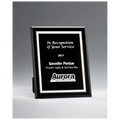 Black Glass Plaque with Silver 6" x 8" Border and Easel Back