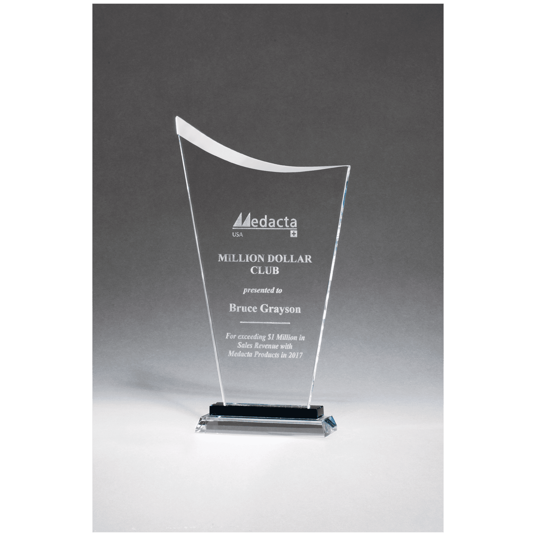 6 1/4" x 11 1/2" Contemporary Clear Glass Award with Pedestal Base
