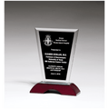 6" x 8" Black Silkscreened Clear Glass with High Gloss Rosewood Base