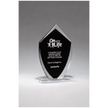 5 1/2" x 9 1/4" Shield Shaped Glass Award with Black Silkscreened Center