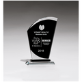 6" x 9 1/2" Sail Shaped Glass Award with Black Center