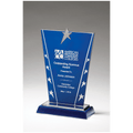 6 3/8" x 9 5/8" Constellation Series Glass Award with Blue Background with Chrome Plated Star