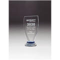 5 3/8" x 10 1/4" Chalice Series Sapphire Glass Award with Blue and Clear Glass Pedestal Base
