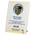 5" x 7" Sublimated Glass Plaque with Silver Post for Portrait or Landscape Prsentation