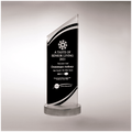 3 1/2" x 9 3/8" x 3/8" Thick Zenith Series Black Silkscreened Glass with Frosted Accents, Heave Aluminum Base