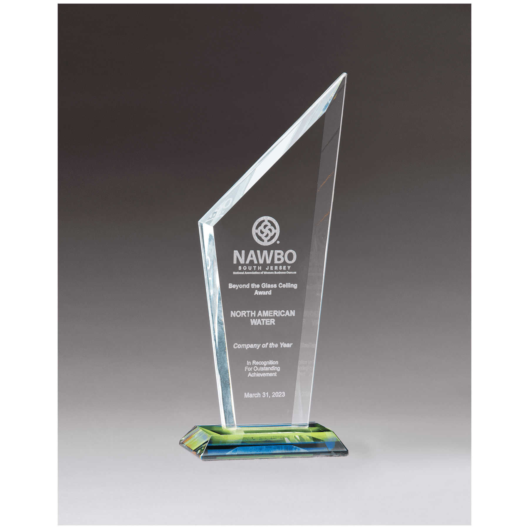 3 5/8" x 9 5/8" x 3/8" Thick Zenith Series Clear Glass with Prism-Effect Base