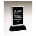 5 1/4" x 8 7/8" Rectangular Black Silkscreened Glass Award with Black Piano Finish Base