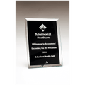 6" x 8" Clear Glass Plaque with Painted Black Background, Silv er Plated Easel Post