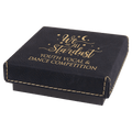 Black/Gold 3 1/2" x 3 1/2" Medal Box with Laserable Leatherette Lid