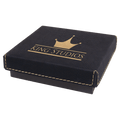 Black/Gold 4" x 4" Medal Box with Laserable Leatherette Lid
