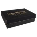 Black/Gold 7 3/8" x 5 3/4" Gift Box with Laserable Leatherette Lid
