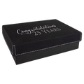 7 3 8" x 5 3/4" Black/Silver Gift Box with Laserable Leatherette Lid
