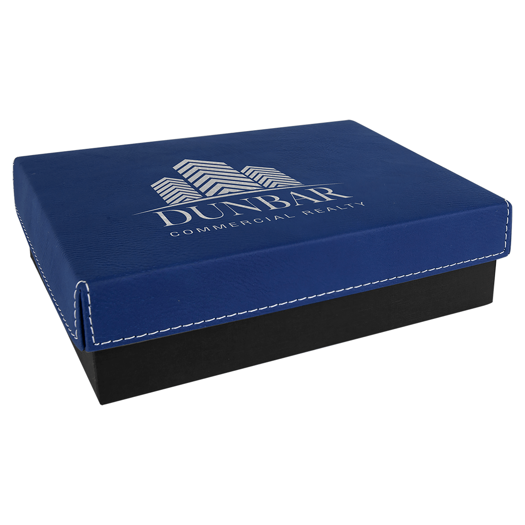 Blue/Silver 7 3/8" x 5 3/4" Gift Box with Laserable Leatherette Lid