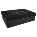 Black/Gold 9 7/8" x 7 1/8" Gift Box with Laserable Leatherette Lid